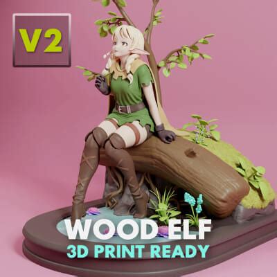 Anime Wood Elf - V2 - 3D Print Model by KalaDrash