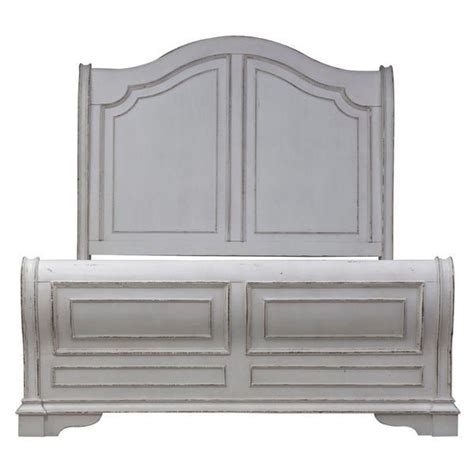 Magnolia Home Antique White Sleigh Bed White Sleigh Bed, Queen Sleigh ...