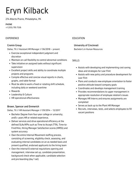 Hr Assistant Manager Resume Samples Velvet Jobs