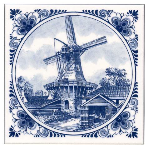 Tegels Tegel Delfts Blauw Stellingmolen Bloemenrand Cm