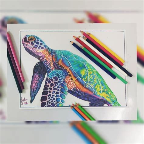 Sea turtle | Colored pencils, Sea turtle, Sketches