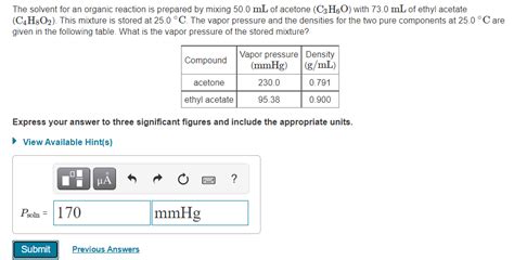 Solved The solvent for an organic reaction is prepared by | Chegg.com 