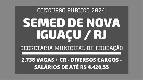 Aberto Concurso da SEMED de Nova Iguaçu RJ 2024 são 2 738 vagas