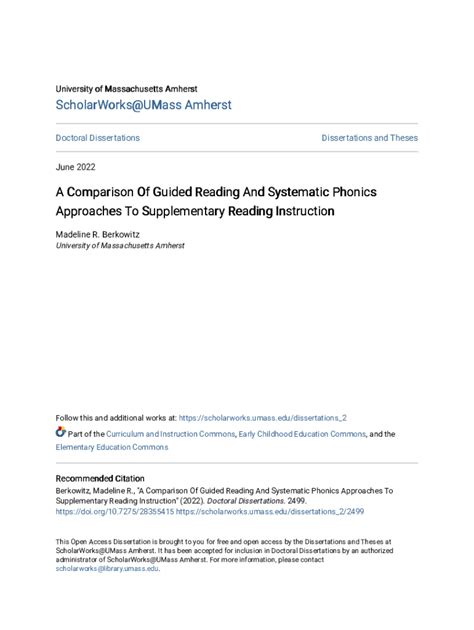 Fillable Online Scholarworks Umass A Comparison Of Guided Reading And