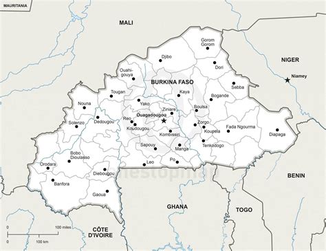 Vector Map of Burkina Faso Political | One Stop Map