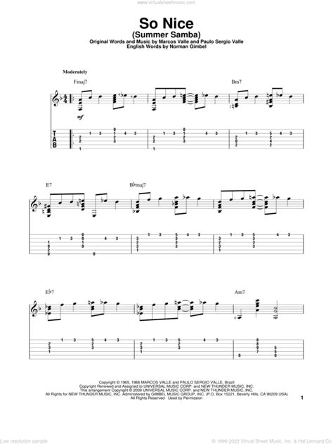 So Nice Summer Samba Sheet Music For Guitar Solo V