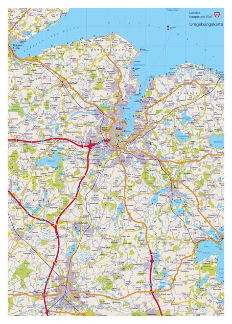 Large detailed map of surroundings of Kiel city | Kiel | Germany ...