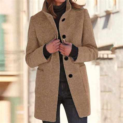 TQWQT Women's Black Pea Coats Clearance Wool Blazer Jacket Winter Shawl