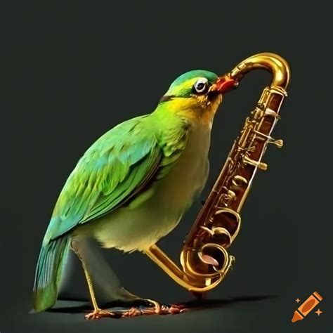 Green Bird Playing The Saxophone On Craiyon