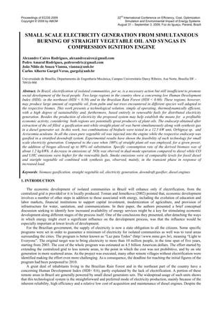 Small Scale Electricity Generation From Simultaneous Burning Of