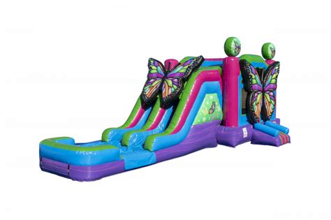 Butterfly Dual Lane Bounce And Slide Combo Bounce House Atlanta