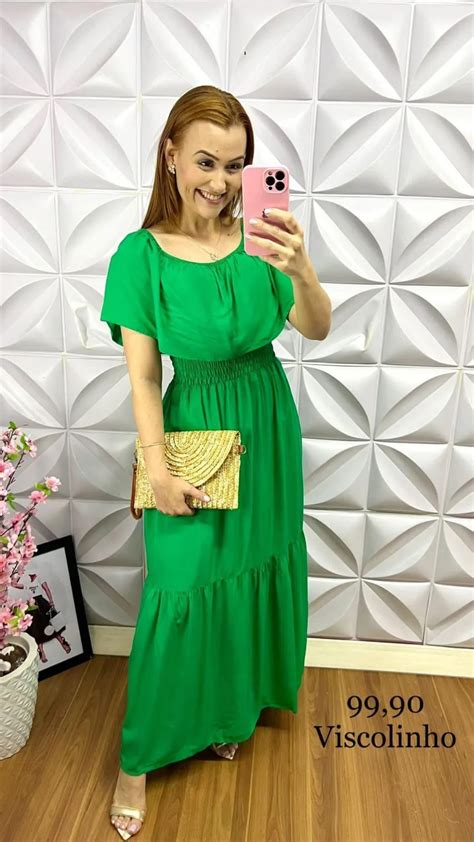 Vestido Manga Babado No Viscolinho Celeste Verde Milla Chic