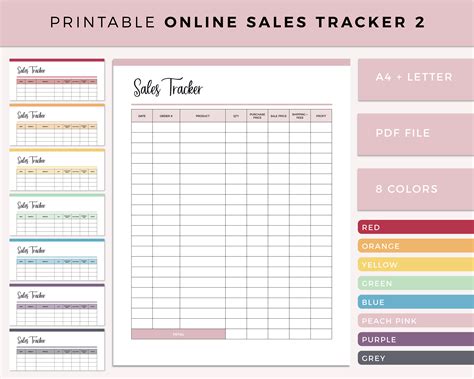 Online Sales Tracker Printable Sales Tracking Template Small | Etsy UK