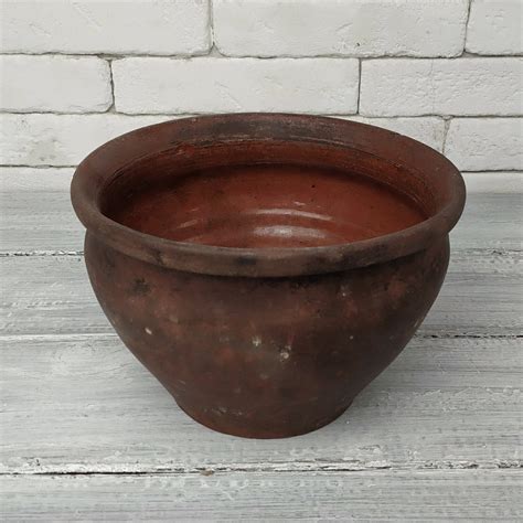 Clay Pot Vintage Clay Pottery Antique Brown Glazed Jug Etsy