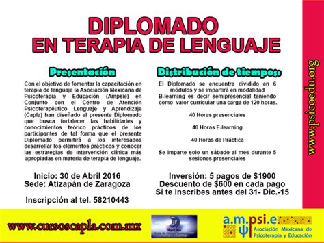 Diplomado En Terapia De Lenguaje Asociación Mexicana De Psicoterapia