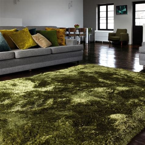 Plush Shaggy Rug - Green Rugs Online, Quality Carpets, UK - Prestonrugs.com