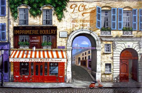 Typical Old Time Paris Street (Circa> mid XXth century) Oil painting by ...