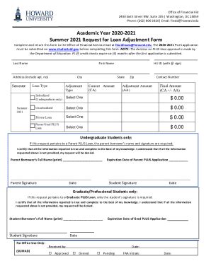 Fillable Online Howard Summer Request For Loan Adjustment Fax