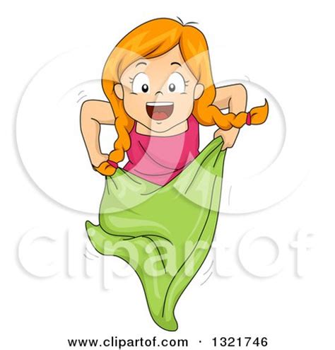 Clipart Of A Happy Red Haired White Girl During A Sack Race Royalty