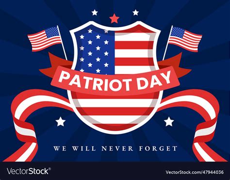 Happy Usa Patriot Day With United States Flag 911 Vector Image