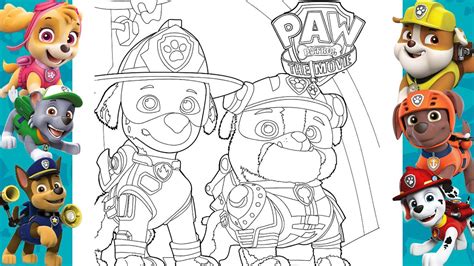 How To Draw Marshall And Rubble 🐶 Paw Patrol Drawing Easy Marshall And Rubble 🐶 Paw Patrol