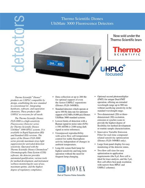 Pdf Thermo Scientific Dionex Ultimate Fluorescence Detectors