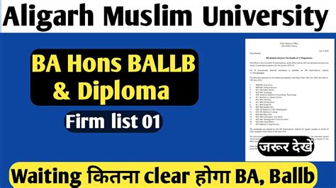 Amu Ba Hons Ballb Diploma Waiting Clear Hoga Amu Ba Firm List