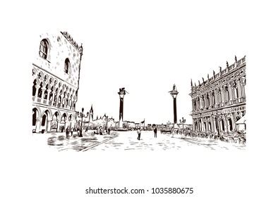 Venice City Italy Hand Drawn Sketch Stock Vector Royalty Free