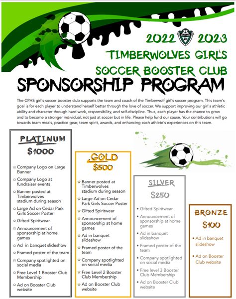 OLD Sponsorship Program CPHS Girls Soccer Booster Club