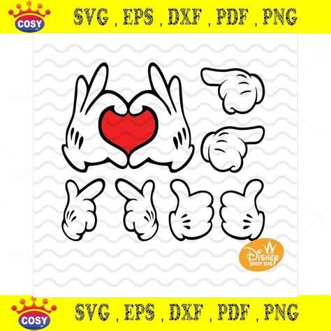 Mickey Mouse Hands Svg Disney Love Svg Minnie Mouse Hands Svg Dxf Eps Png Instant Download