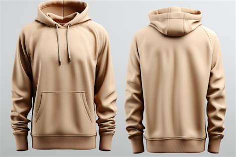 Maqueta De Sudadera Con Capucha Beige Limpia Trazado De Recorte De