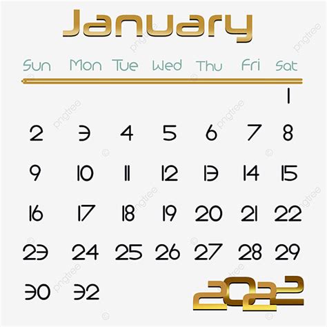 Kalender Tahun 2022 Bulan Januari January Calendar 2022 Monthly Png