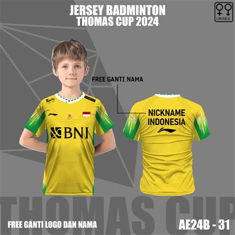 Jual Kaos Jersey Badminton Thomas Uber Cup Baju Bulutangkis Anak