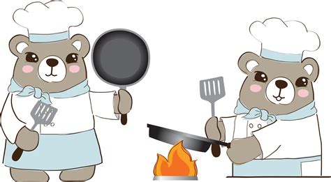 cartoon cooking elements bear chef 20042905 Vector Art at Vecteezy