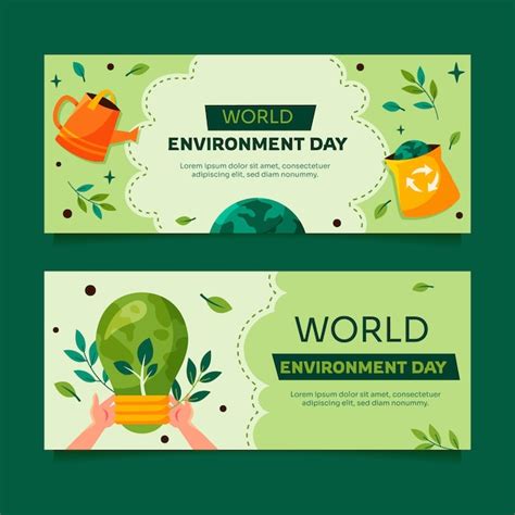 Free Vector Flat Horizontal Banner Template For World Environment Day