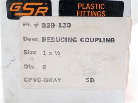 Gsr 829 130 Cpvc Reducing Coupling 1 X 12 Qty 5