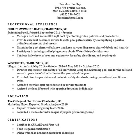 9 Lifeguard Resume Sample Template Creator