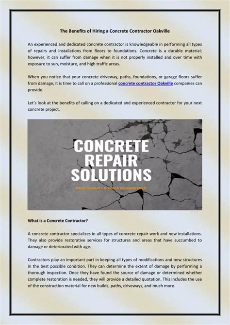 Ppt The Benefits Of Hiring A Concrete Contractor Oakville Powerpoint