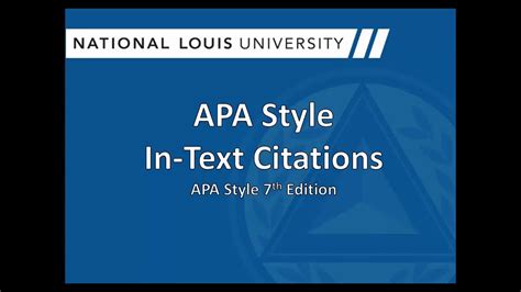 Apa Style In Text Citations Apa Style 7th Edition Youtube