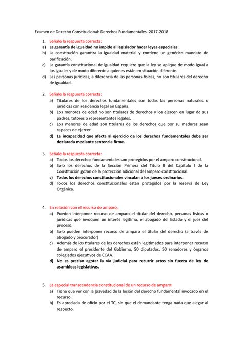 Final 2020 Preguntas Y Respuestas Examen De Derecho Constitucional