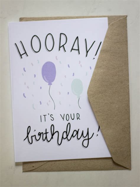 Hooray Birthday Greeting Card Balloons Etsy