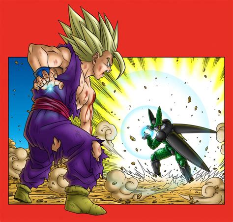 Son Gohan Cell And Perfect Cell Dragon Ball And 1 More Drawn By