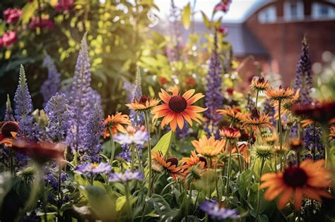 Premium Ai Image A Garden With A Variety Of Flowers