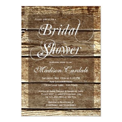 Rustic Country Barn Wood Bridal Shower Invitations | Zazzle