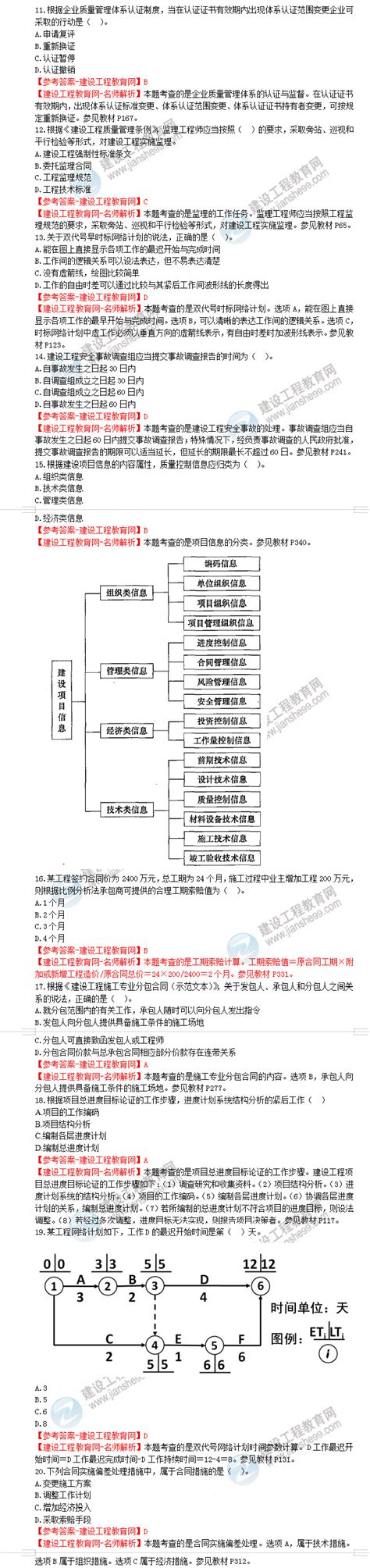 2019年一级建造师《建设工程法规及相关知识》试题答案及解析11 20历年试题一级建造师建设工程教育网