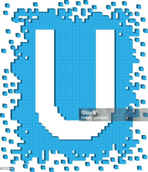 Vector Illustration Letter U With Small Three Dimensional Cubes Stock