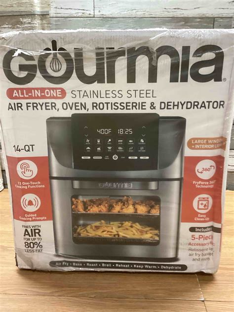 Gourmia Gaf1220 14 Quart Digital All In One Stainless Steel Air Fryer Oven Rotisserie