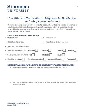 Fillable Online Simmons University OAS Practitioner S Verification Of