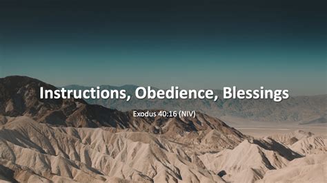 Instructions, Obedience, Blessings | Kinnaird Church of God