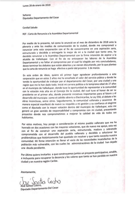 El Mello Castro Present Su Carta De Renuncia A La Asamblea Del